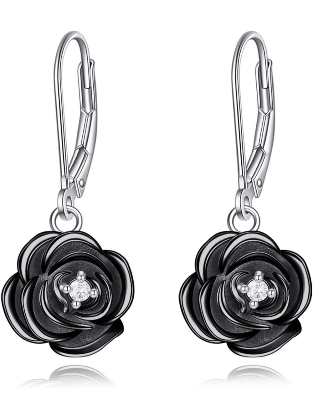 Vintage Rose Flower Dangle Earrings in 925 Sterling Silver - Perfect Gift for
